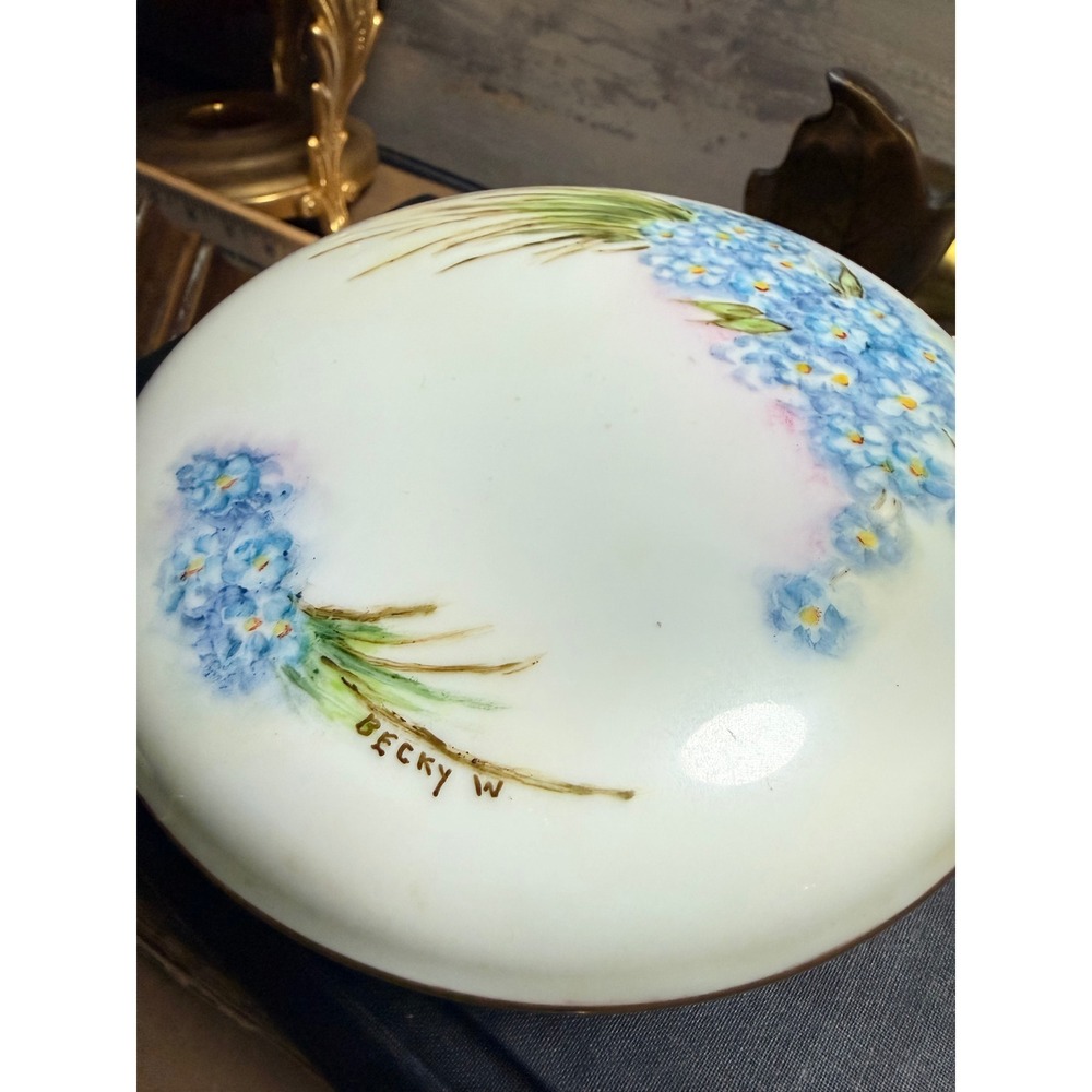 Vintage Heinrich H&C Selb Bavaria Porcelain Trinket Box Hand Painted Floral 1964